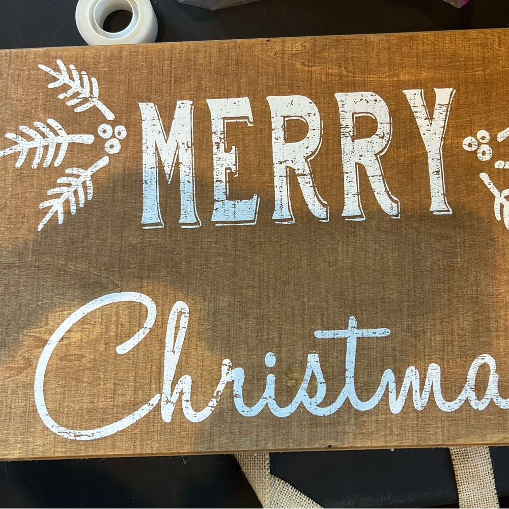 Festive Brown Merry Christmas Wooden Sign